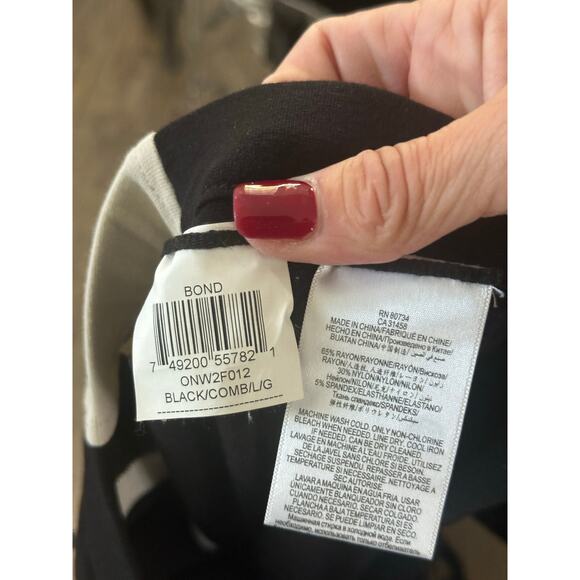 BCBGMAXAZRIA Women's Black White Bond Coloblocked Leggings Size Large - Picture 7 of 7